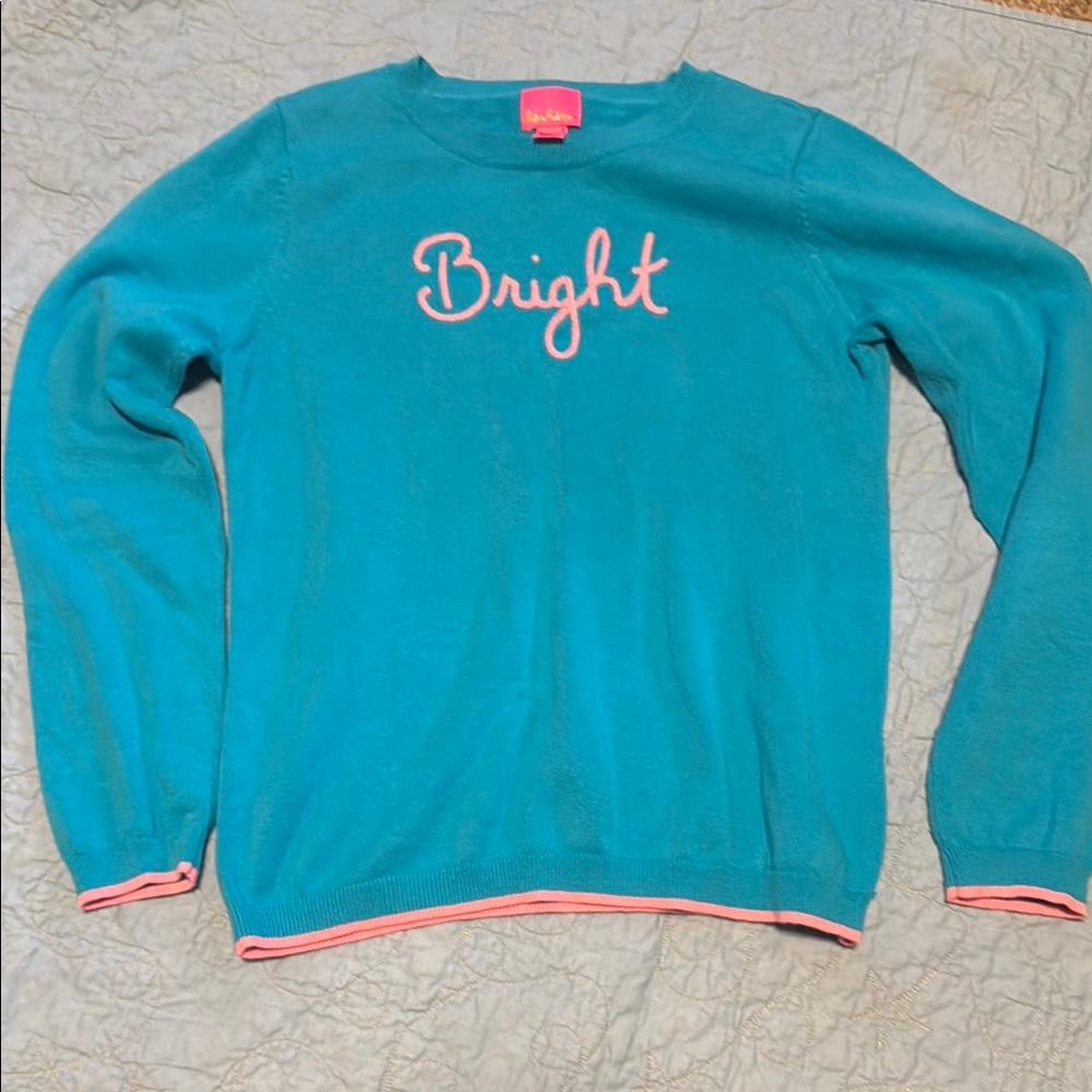 Bright Blue Lilly Pulitzer Tarsia Sweater XL